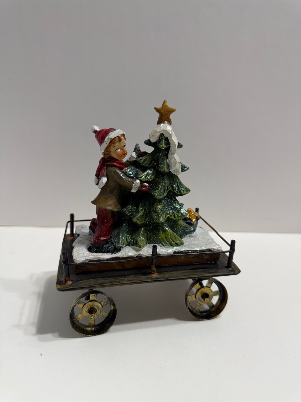 Tii Collections Resin Metal Holiday Train Cart Boy Christmas Tree Holiday Decor